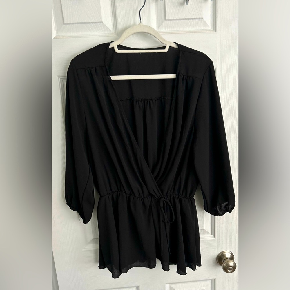 ✨ Fashion Nova Sheer Black Blouse